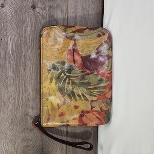 Patricia Nash Floral Leather Wristlet Clutch Purse